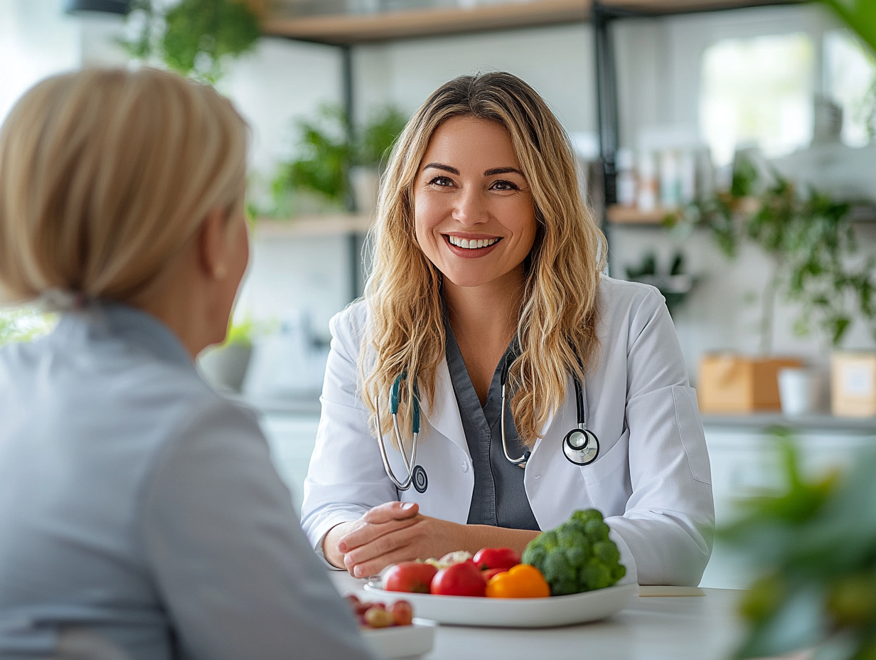Дієтолог консультує клієнта старшого віку